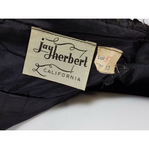 Vintage Jay Herbert Dress Size 12 Black Cocktail Party Dress Sweetheart Sequins - Picture 9 of 10
